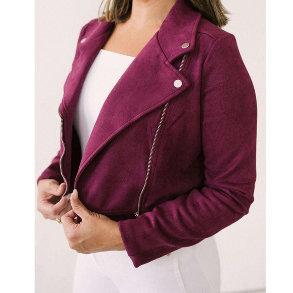 Sadie & Sage Jackets & Blazers - BRAND NEW! Suede Moto Jacket 😎 Purple women’s jacket. Size Medium